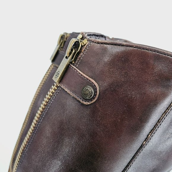 Arturo Chiang Falicity Tall Knee Boots 7.5 M Brown Leather Snakeskin Gold Zipper - Picture 8 of 16